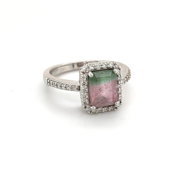 Watermelon Tourmaline Diamond Ring 14k Gold 1.82 TCW Certified $5,450 211910 - Picture 10 of 12